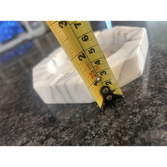 Vintage Mid Century Carved Polished Onyx Marble Natural Stone Octagon Ashtray - Picture 5 of 6